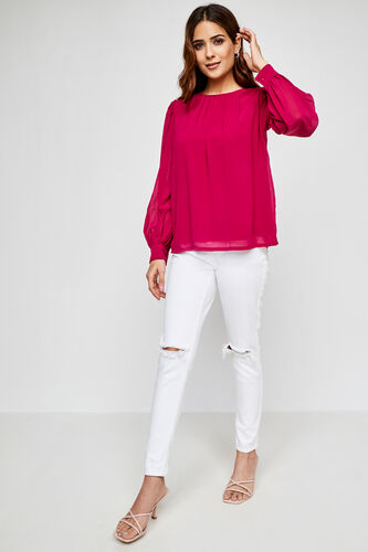 Pink Solid Straight Top, Red, image 4